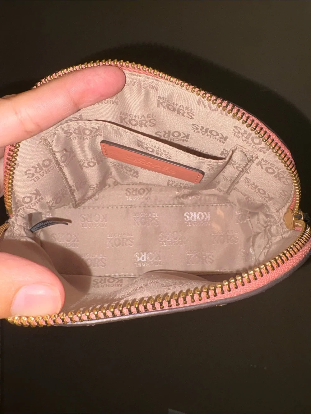 Michael Kors Peach-Pink Dome Cosmetic Case with Gold Logo